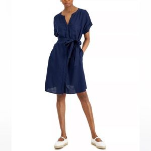 Charter Club - Women's Linen Split-Neck Dress